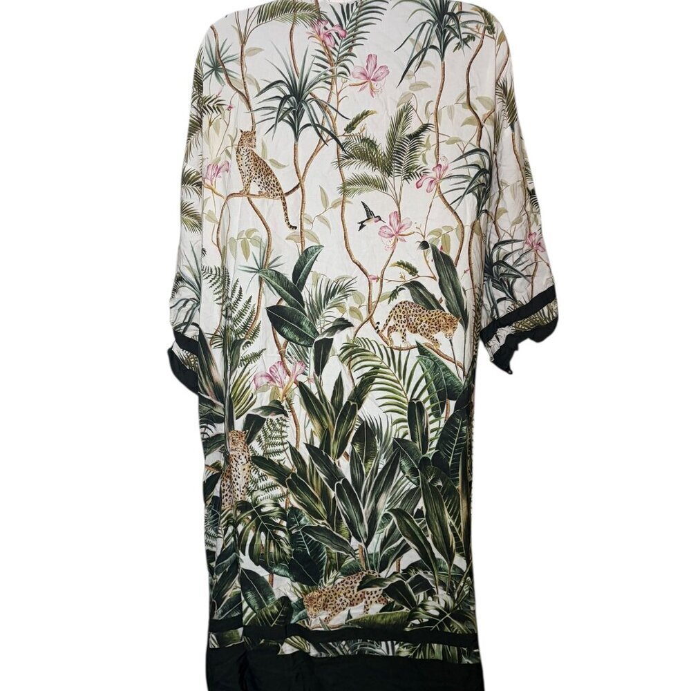 H&M Jungle Print Kimono XS/S Viscose Open Front Cover-Up - Picture 5 of 7
